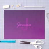Moderne bewerkbare monogramtekst & paarse ombre tissuepapier (Craft)