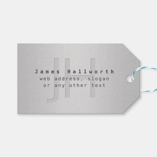 Moderne bewerkbare naam & slogan | Grijs verloop Cadeaulabel (Voorkant (Horizontaal))