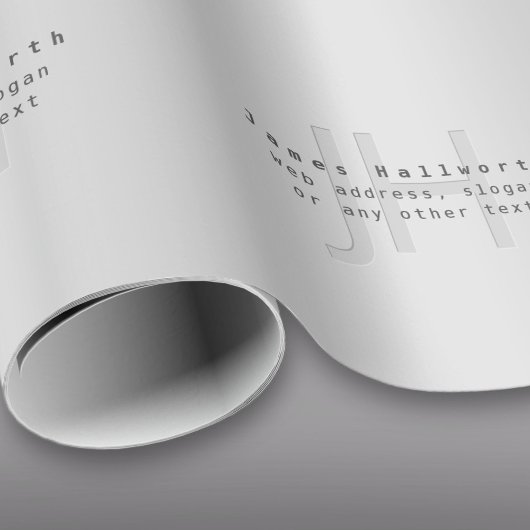 Moderne bewerkbare naam & slogan | Grijs verloop Cadeaupapier