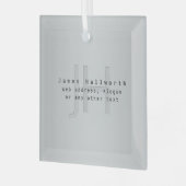 Moderne bewerkbare naam & slogan | Grijs verloop Glas Ornament (Voorkant links)