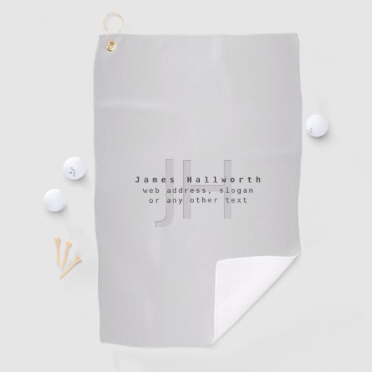 Moderne bewerkbare naam & slogan | Grijs verloop Golfhanddoek (Insitu)