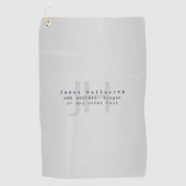 Moderne bewerkbare naam & slogan | Grijs verloop Golfhanddoek (Voorkant)