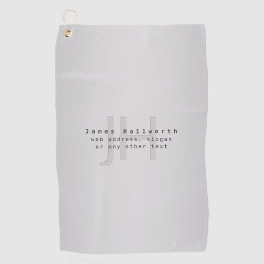 Moderne bewerkbare naam & slogan | Grijs verloop Golfhanddoek (Voorkant)