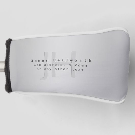 Moderne bewerkbare naam & slogan | Grijs verloop Golfheadcover (Voorkant)