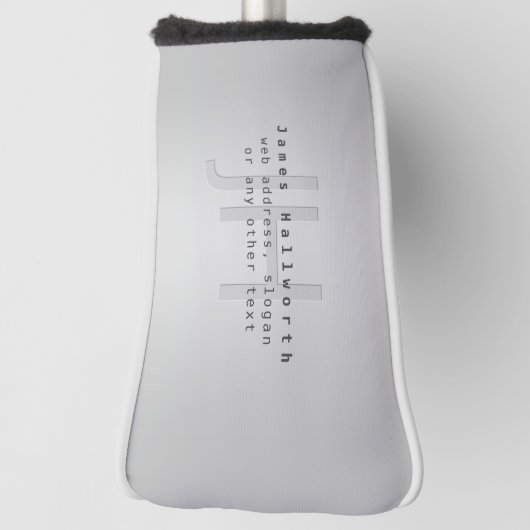 Moderne bewerkbare naam & slogan | Grijs verloop Golfheadcover (Draai 90)