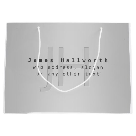 Moderne bewerkbare naam & slogan | Grijs verloop Groot Cadeauzakje (Voorkant)