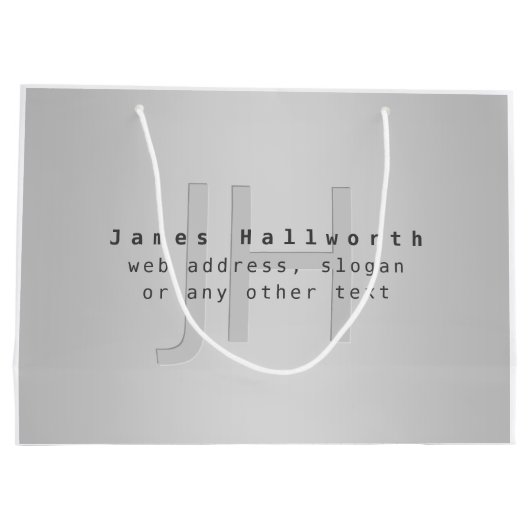 Moderne bewerkbare naam & slogan | Grijs verloop Groot Cadeauzakje (Achterkant)