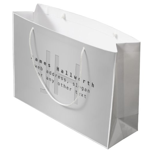 Moderne bewerkbare naam & slogan | Grijs verloop Groot Cadeauzakje (Achterkant Gekanteld)