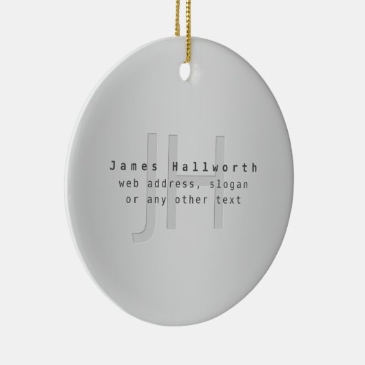 Moderne bewerkbare naam & slogan | Grijs verloop Keramisch Ornament (Rechts)