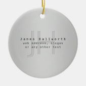 Moderne bewerkbare naam & slogan | Grijs verloop Keramisch Ornament (Voorkant)