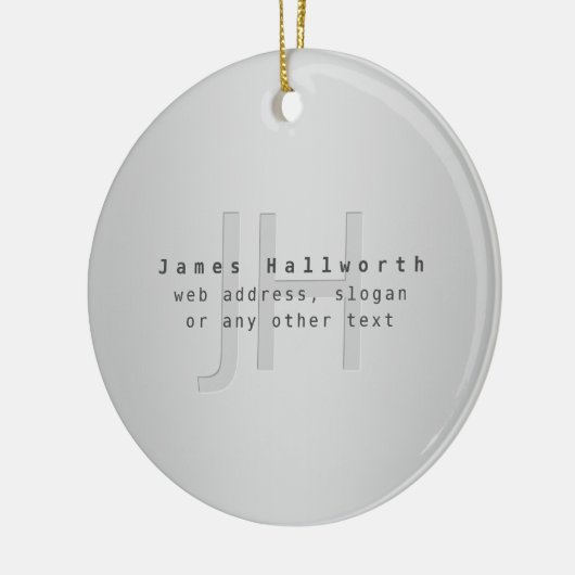 Moderne bewerkbare naam & slogan | Grijs verloop Keramisch Ornament (Links)