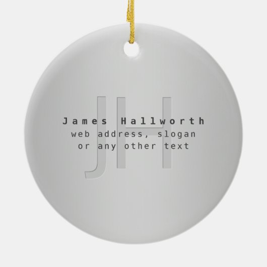 Moderne bewerkbare naam & slogan | Grijs verloop Keramisch Ornament (Achterkant)