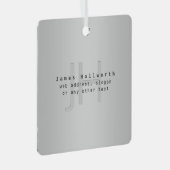 Moderne bewerkbare naam & slogan | Grijs verloop Metalen Ornament (Voorkant Rechts)