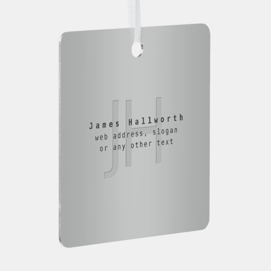 Moderne bewerkbare naam & slogan | Grijs verloop Metalen Ornament (Voorkant Rechts)