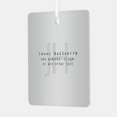 Moderne bewerkbare naam & slogan | Grijs verloop Metalen Ornament (Voorkant links)