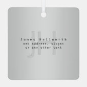 Moderne bewerkbare naam & slogan | Grijs verloop Metalen Ornament (Achterkant)