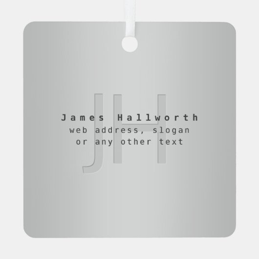 Moderne bewerkbare naam & slogan | Grijs verloop Metalen Ornament (Achterkant)