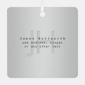 Moderne bewerkbare naam & slogan | Grijs verloop Metalen Ornament (Voorkant)