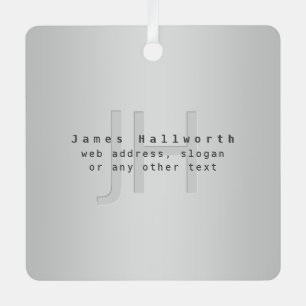 Moderne bewerkbare naam & slogan   Grijs verloop Metalen Ornament
