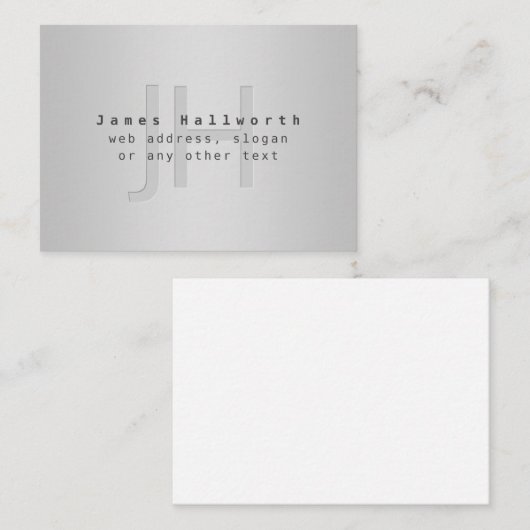 Moderne bewerkbare naam & slogan | Grijs verloop Notitiekaartje (Voorkant / Achterkant)