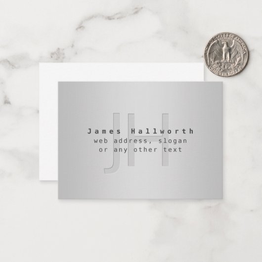 Moderne bewerkbare naam & slogan | Grijs verloop Notitiekaartje (Voorkant / Achterkant in situ)