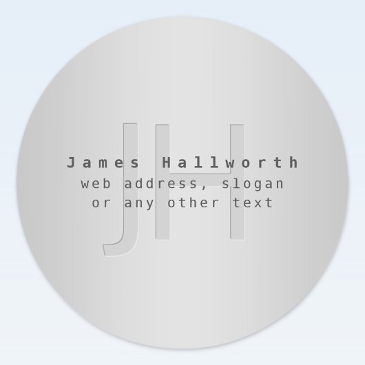 Moderne bewerkbare naam & slogan | Grijs verloop Ronde Sticker