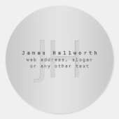 Moderne bewerkbare naam & slogan | Grijs verloop Ronde Sticker (Voorkant)