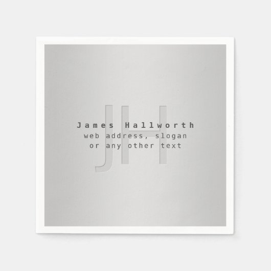 Moderne bewerkbare naam & slogan | Grijs verloop Servet (Voorkant)