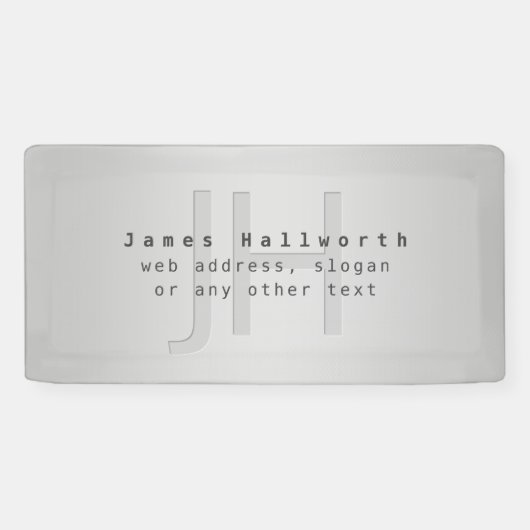 Moderne bewerkbare naam & slogan | grijs verloop  spandoek (Horizontaal)
