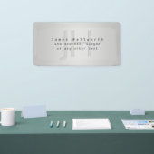 Moderne bewerkbare naam & slogan | grijs verloop  spandoek (Beurs)
