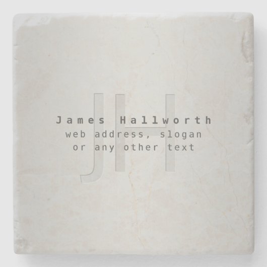 Moderne bewerkbare naam & slogan | Grijs verloop Stenen Onderzetter (Voorkant)