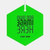 MODERNE BEWERKBARE NEON GROENE AFBEELDING TEKST SJ GLAS ORNAMENT (Achterkant)