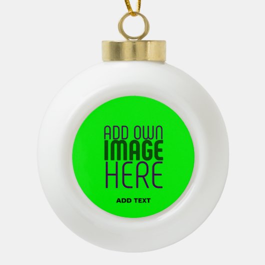 MODERNE BEWERKBARE NEON GROENE AFBEELDING TEKST SJ KERAMISCHE BAL ORNAMENT (Voorkant)