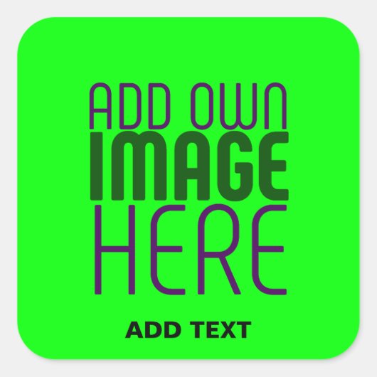 MODERNE BEWERKBARE NEON GROENE AFBEELDING TEKST SJ VIERKANTE STICKER (Voorkant)