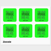 MODERNE BEWERKBARE NEON GROENE AFBEELDING TEKST SJ VIERKANTE STICKER (Vel)