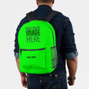 MODERNE BEWERKBARE NEON GROENE AFBEELDINGSTEKSTSja Bedrukte Rugzak