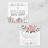 Moderne, bewerkbare pastel floral hart deelt de li aanbevelingskaartje (Voorkant / Achterkant)