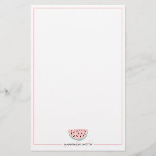 Moderne bewerkbare pastel watermeloen monogram naa briefpapier
