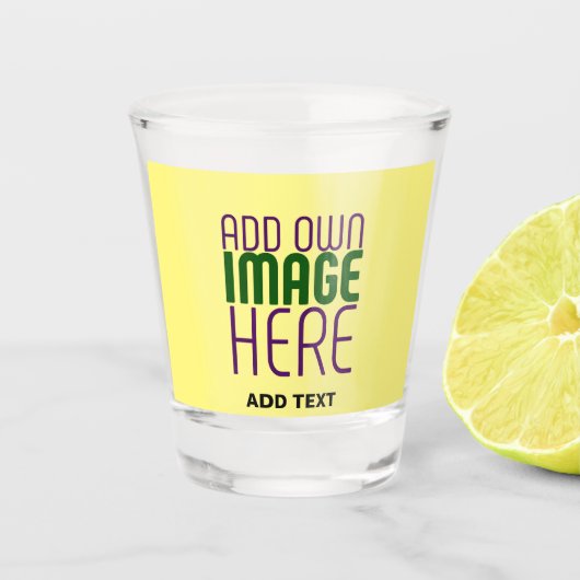 MODERNE BEWERKBARE PASTELGELE AFBEELDING TEKST SJA SHOT GLAS (Voorkant)