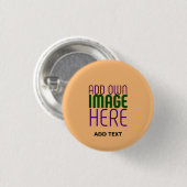 MODERNE BEWERKBARE PEACH ORANJE AFBEELDING TEKST S RONDE BUTTON 3,2 CM (Voorkant /achterkant)