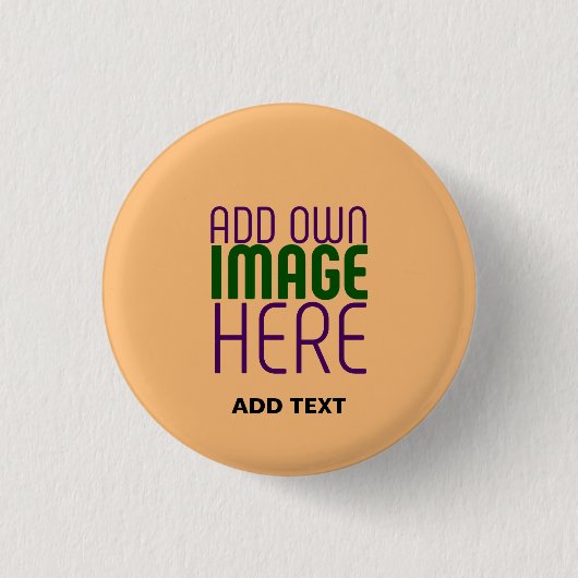 MODERNE BEWERKBARE PEACH ORANJE AFBEELDING TEKST S RONDE BUTTON 3,2 CM (Voorkant)