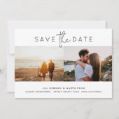 Moderne bewerkbare QR-code zwart-wit foto Save The Date (Voorkant)