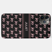 Moderne bewerkbare roze vreugde kalligrafie op zwa Case-Mate iPhone case (Achterkant (horizontaal))