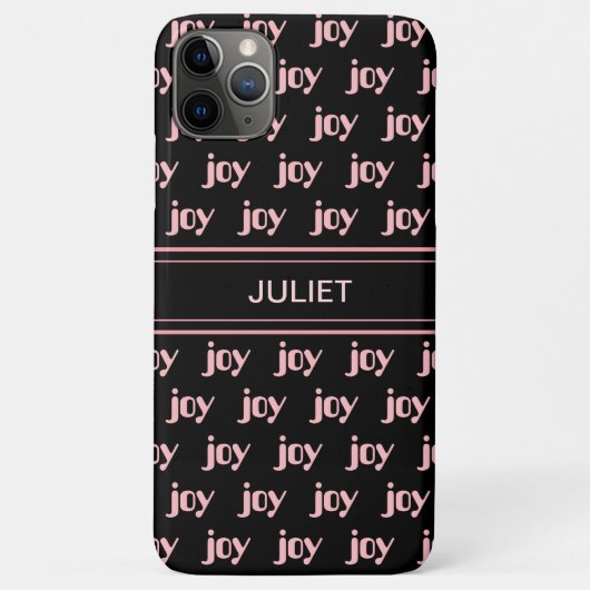 Moderne bewerkbare roze vreugde kalligrafie op zwa Case-Mate iPhone case (Achterkant)