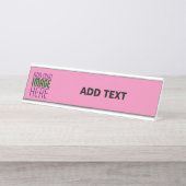 MODERNE BEWERKBARE SCHATTIGEE HOT ROZE AFBEELDING  BUREAU NAAMBORDJE (Voorkant)