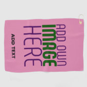 MODERNE BEWERKBARE SCHATTIGEE HOT ROZE AFBEELDING GOLFHANDDOEK (Horizontaal)