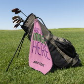 MODERNE BEWERKBARE SCHATTIGEE HOT ROZE AFBEELDING GOLFHANDDOEK (Groen)