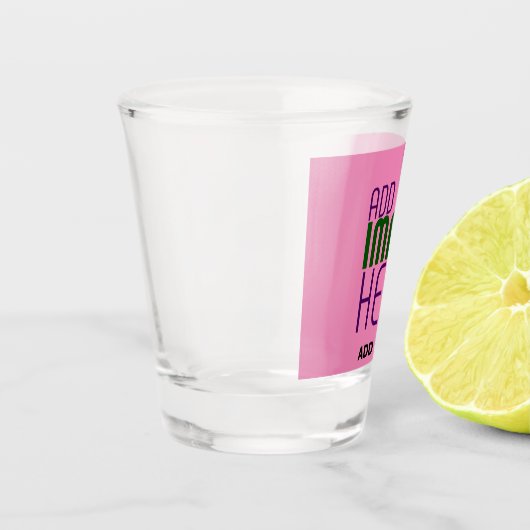 MODERNE BEWERKBARE SCHATTIGEE HOT ROZE AFBEELDING  SHOT GLAS (Links)