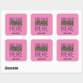 MODERNE BEWERKBARE SCHATTIGEE HOT ROZE AFBEELDING  VIERKANTE STICKER (Vel)