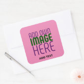 MODERNE BEWERKBARE SCHATTIGEE HOT ROZE AFBEELDING  VIERKANTE STICKER (Envelop)
